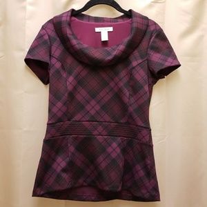 White House Black Market Plaid Cowl Collar Shirt 2